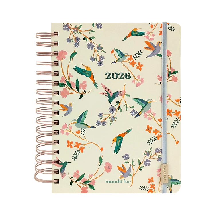Agenda FW 2026 Belle Diaria Pajaros Espiralada 15x21 Art.201995